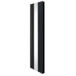 Sleek anthracite grey oval mirror radiator, 1800mm x 500mm, featuring a modern design with smooth, reflective surfaces and vertical lines