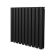 Sleek black oval column radiator with a modern design, featuring smooth, rounded edges and a matte finish, perfect for stylish heating