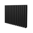 Sleek black oval column radiator with a modern design, featuring smooth, matte finish and vertical slats for efficient heating