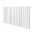 Sleek white oval column radiator with a smooth finish, measuring 600mm x 1020mm, designed for efficient heating and modern aesthetics