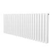 Sleek white oval column radiator, 600mm x 1440mm, featuring smooth, glossy finish and vertical slats for efficient heating