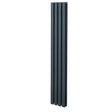 Sleek anthracite grey oval column radiator, 1600mm x 240mm, featuring smooth vertical lines and a modern design for efficient heating