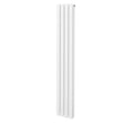 Sleek white oval column radiator measuring 1600mm x 240mm, featuring a smooth finish and vertical design for modern interiors