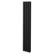 Sleek black oval column radiator measuring 1600mm x 240mm, featuring a modern design with smooth, matte finish and vertical orientation