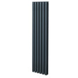 Sleek anthracite grey oval column radiator, 1600mm x 360mm, featuring a modern design with smooth, vertical lines and a matte finish