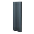 Sleek anthracite grey oval column radiator, 1600mm x 480mm, featuring vertical lines and a modern, minimalist design for efficient heating