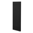 Sleek black oval column radiator, 1600mm x 480mm, featuring smooth vertical panels and a modern design for efficient heating