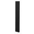 Sleek black oval column radiator, 1800mm x 240mm, featuring a modern design with smooth, matte finish and vertical alignment