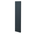Sleek anthracite grey oval column radiator, 1800mm x 360mm, featuring vertical lines and a modern, minimalist design
