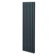 Sleek anthracite grey oval column radiator, 1800mm x 480mm, featuring a modern design with vertical lines and a smooth finish