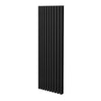 Sleek black oval column radiator, 1800mm x 600mm, featuring vertical lines and a smooth, modern finish for stylish heating solutions