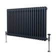Traditional anthracite grey 2 column radiator, 600 x 1012mm, featuring a sleek, ribbed design with polished chrome valves and sturdy feet