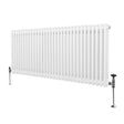 Traditional white 2 column radiator, 600 x 1462mm, featuring smooth, rounded edges and shiny chrome valves for a classic look