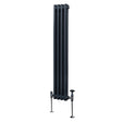 Traditional anthracite grey 2 column radiator, 1500 x 202mm, featuring a sleek, vertical design with a textured finish and adjustable valve