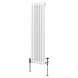 Traditional white 2 column radiator, 1500 x 292mm, featuring a sleek design with smooth, glossy finish and chrome valves