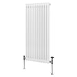 Traditional white 2 column radiator, 1500 x 562mm, featuring a sleek design with smooth, glossy finish and adjustable valves