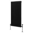 Traditional black 2 column radiator, 1500 x 562mm, featuring a sleek design with smooth, matte finish and sturdy metal construction