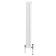 Traditional white 2 column radiator, 1800 x 202mm, featuring a sleek design with smooth surfaces and sturdy metal legs