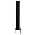 Traditional black 2 column radiator, 1800 x 202mm, featuring a sleek design with smooth surfaces and sturdy metal construction