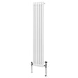 Traditional white 2 column radiator, 1800 x 292mm, featuring a sleek vertical design and polished metal valves for efficient heating