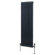 Traditional anthracite grey 2 column radiator, 1800 x 472mm, featuring a sleek vertical design and smooth, textured finish