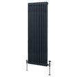 Traditional anthracite grey 2 column radiator, 1800 x 562mm, featuring a sleek vertical design and smooth, textured finish