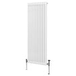 Traditional white 2 column radiator, 1800 x 562mm, featuring a sleek design with vertical bars and chrome valves for modern interiors