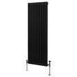 Traditional black 2 column radiator, 1800 x 562mm, featuring a sleek vertical design and smooth, matte finish with sturdy feet