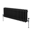 Traditional black 3 column radiator with a sleek design, featuring a smooth finish and sturdy metal construction, ideal for heating spaces