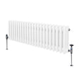 Traditional white 3 column radiator, 300 x 1012mm, featuring smooth, glossy finish and sturdy metal construction with adjustable valves