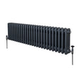 Traditional anthracite grey 3 column radiator, 300 x 1192mm, featuring a sleek, textured finish and sturdy valves on each end