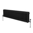 Traditional black 3 column radiator, 300 x 1192mm, featuring a sleek design with smooth, rounded edges and sturdy metal legs