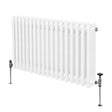 Traditional white 3 column radiator with a smooth finish, featuring rounded edges and adjustable valves, measuring 600 x 832mm