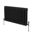 Traditional black 3 column radiator, 600 x 832mm, featuring a smooth finish and sturdy metal construction with visible valves