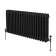 Traditional black 3 column radiator, 600 x 1012mm, featuring a sleek, textured surface and sturdy metal legs for stability