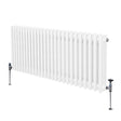 Traditional white 3 column radiator, 600 x 1192mm, featuring smooth, glossy finish and sturdy metal construction with visible valves
