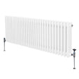 Traditional white 3 column radiator, 600 x 1462mm, featuring smooth, glossy finish and sturdy metal construction with visible valves