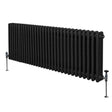 Traditional black 3 column radiator, 600 x 1462mm, featuring a sleek design with smooth, rounded edges and metallic valves