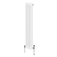 Traditional white 3 column radiator measuring 1500 x 202mm, featuring a sleek design with smooth, glossy finish and adjustable valves