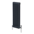 Traditional anthracite grey 3 column radiator, 1500 x 292mm, featuring a sleek design with smooth, rounded edges and sturdy valves