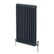 Traditional anthracite grey 3 column radiator, 1500 x 562mm, featuring a sleek, textured finish and adjustable valves for efficient heating