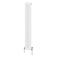 Traditional white 3 column radiator, 1800 x 202mm, featuring smooth, glossy finish and sturdy metal construction with visible valves