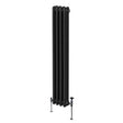 Traditional black 3 column radiator, 1800 x 202mm, featuring a sleek design with smooth, glossy finish and sturdy metal construction