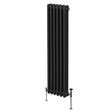 Traditional black 3 column radiator, 1800 x 292mm, featuring a sleek design with smooth, glossy finish and sturdy metal construction