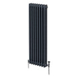 Traditional anthracite grey 3 column radiator, 1800 x 382mm, featuring a sleek, vertical design with smooth, rounded edges and robust metal construction