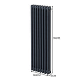 Traditional 3 Column Radiator - 1800 x 382mm - Anthracite Grey