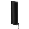 Traditional black 3 column radiator, 1800 x 382mm, featuring a sleek design with smooth, glossy finish and sturdy metal construction