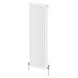 Traditional white 3 column radiator, 1800 x 472mm, featuring smooth, rounded edges and sleek vertical lines for modern decor