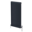 Traditional anthracite grey 3 column radiator, 1800 x 562mm, featuring a sleek design with vertical lines and a smooth finish