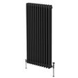 Traditional black 3 column radiator, 1800 x 562mm, featuring a sleek design with vertical fins and sturdy metal legs for stability